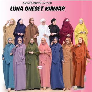 Abaya Luna Set Haji dan Umrah Syari Best Seller Sayra Official Bahan Crinkle Airflow Great A